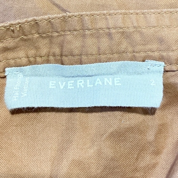 Everlane The Silky Cotton Split Neck Blouse in Tawny Brown 2 - Picture 6 of 7